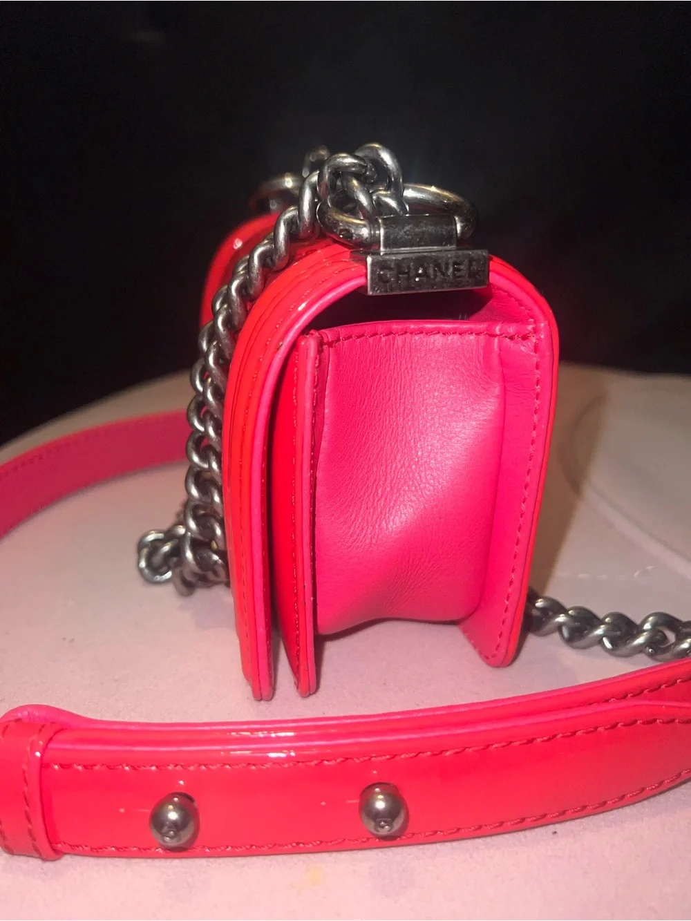 Chanel Quilted Hot Pink flap boy bag